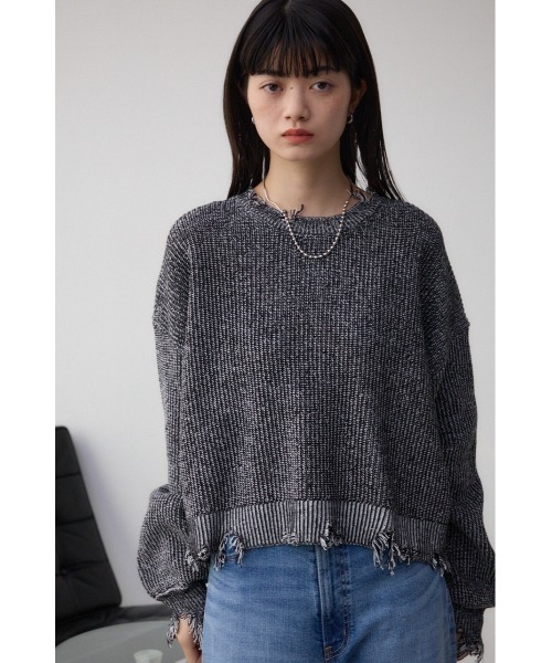 AZUL by moussy(アズールバイマウジー)の「ダメージニットトップス(ニット/セーター・レディース・ブルー系その他/ブラック系その他/ピンク系その他・FREE)」の5枚目の写真