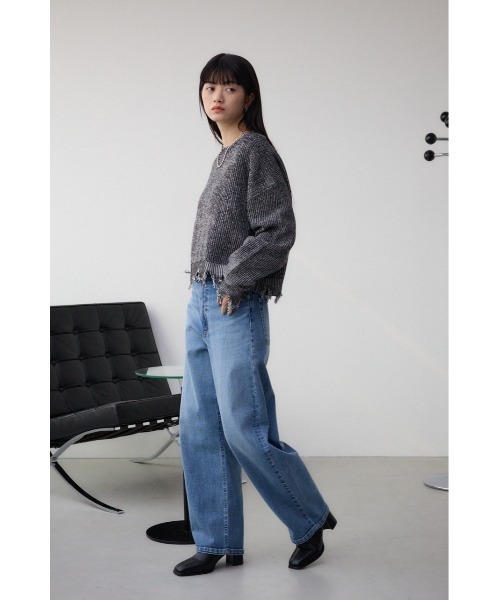 AZUL by moussy(アズールバイマウジー)の「ダメージニットトップス(ニット/セーター・レディース・ブルー系その他/ブラック系その他/ピンク系その他・FREE)」の6枚目の写真