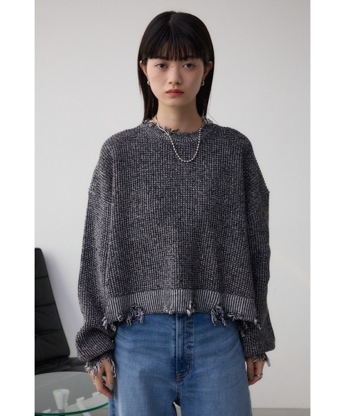 AZUL by moussy(アズールバイマウジー)の「ダメージニットトップス(ニット/セーター・レディース・ブルー系その他/ブラック系その他/ピンク系その他・FREE)」の7枚目の写真