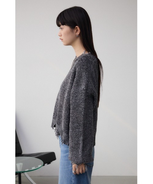 AZUL by moussy(アズールバイマウジー)の「ダメージニットトップス(ニット/セーター・レディース・ブルー系その他/ブラック系その他/ピンク系その他・FREE)」の8枚目の写真