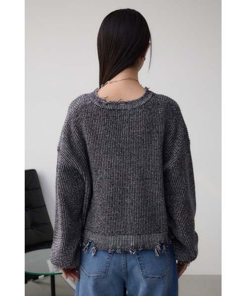 AZUL by moussy(アズールバイマウジー)の「ダメージニットトップス(ニット/セーター・レディース・ブルー系その他/ブラック系その他/ピンク系その他・FREE)」の9枚目の写真