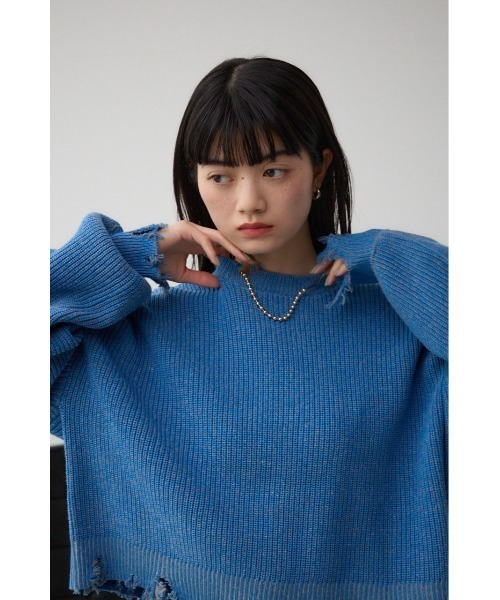 AZUL by moussy(アズールバイマウジー)の「ダメージニットトップス(ニット/セーター・レディース・ブルー系その他/ブラック系その他/ピンク系その他・FREE)」の15枚目の写真