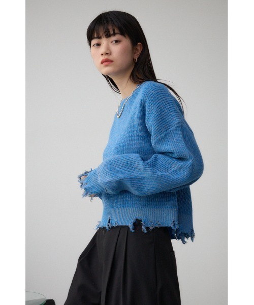 AZUL by moussy(アズールバイマウジー)の「ダメージニットトップス(ニット/セーター・レディース・ブルー系その他/ブラック系その他/ピンク系その他・FREE)」の16枚目の写真