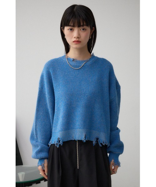 AZUL BY MOUSSY アズールバイマウジー　レディース　ニットセーター セール】ダメージニットトップス（ニット/セーター）｜AZUL BY