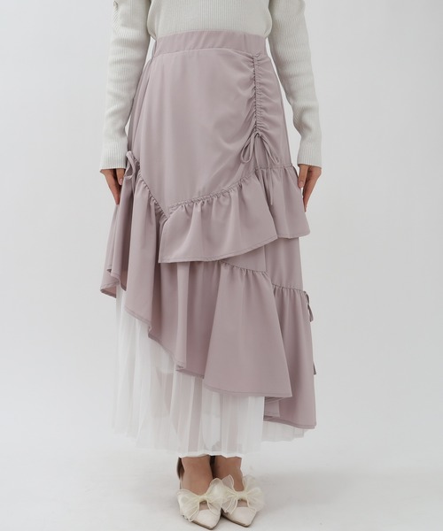 TRUDEA（トルディア）の「アシンメトリーティアードスカート（スカート・レディース・サックスブルー/ブラック/ラベンダー/ピンクベージュ/ライトグレー/ネイビー・MEDIUM）」の22枚目の写真