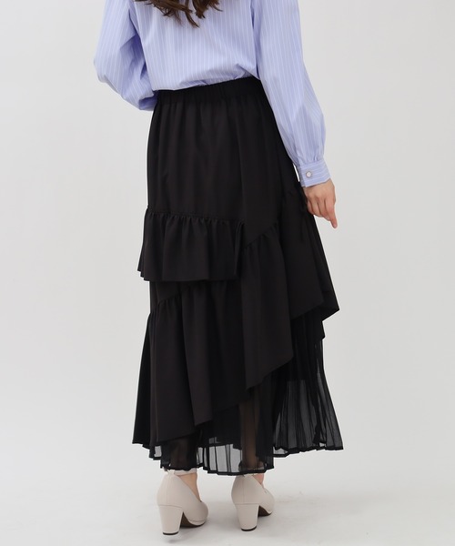 TRUDEA（トルディア）の「アシンメトリーティアードスカート（スカート・レディース・サックスブルー/ブラック/ラベンダー/ピンクベージュ/ライトグレー/ネイビー・MEDIUM）」の20枚目の写真