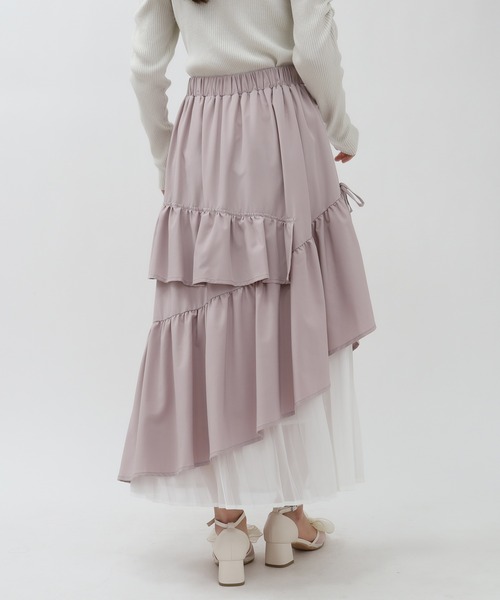 TRUDEA（トルディア）の「アシンメトリーティアードスカート（スカート・レディース・サックスブルー/ブラック/ラベンダー/ピンクベージュ/ライトグレー/ネイビー・MEDIUM）」の15枚目の写真