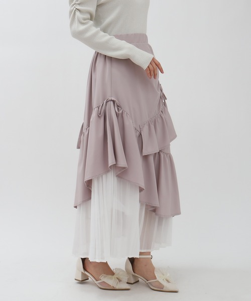 TRUDEA（トルディア）の「アシンメトリーティアードスカート（スカート・レディース・サックスブルー/ブラック/ラベンダー/ピンクベージュ/ライトグレー/ネイビー・MEDIUM）」の13枚目の写真