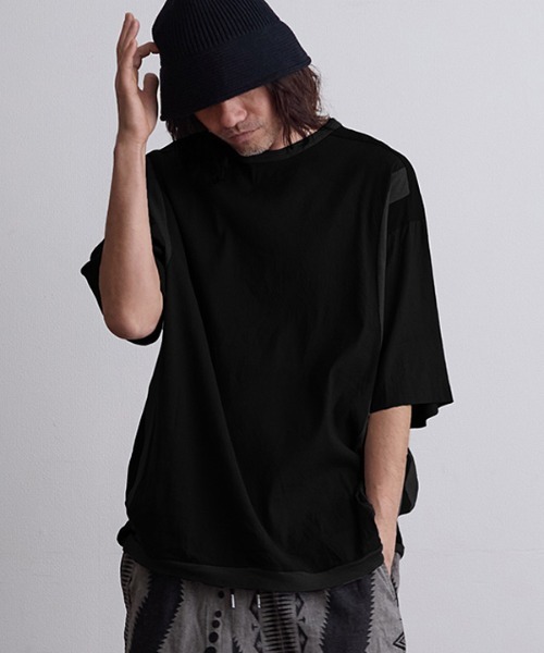 EGO TRIPPING(エゴトリッピング)の「mt9497- TURV ストレッチTシャツ(Tシャツ/カットソー・メンズ・ホワイト/ブラック/チャコール・46/48)」の2枚目の写真