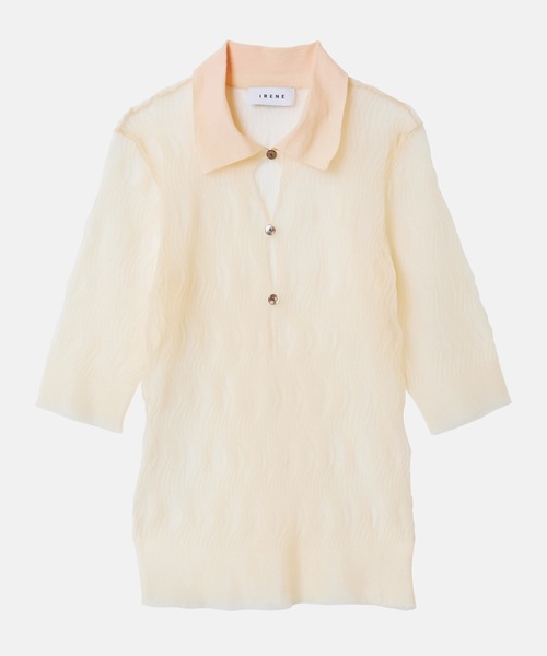 ニット セーター ウェーブパターンニットポロ / Wave Pattern Knit Polo レディース セール】ウェーブパターンニットポロ / Wave Pattern Knit Polo