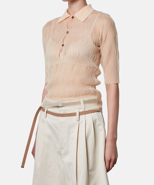 iRENE（アイレネ）の「ウェーブパターンニットポロ / Wave Pattern Knit Polo（ニット/セーター・レディース・ブラウン/グレー/アイボリー・36）」の4枚目の写真