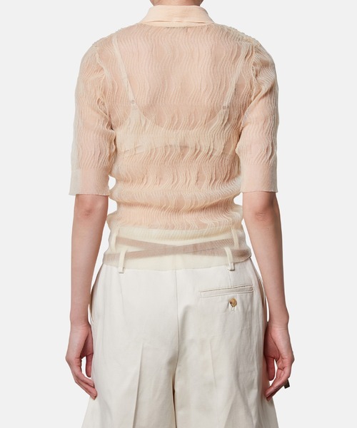 iRENE（アイレネ）の「ウェーブパターンニットポロ / Wave Pattern Knit Polo（ニット/セーター・レディース・ブラウン/グレー/アイボリー・36）」の6枚目の写真