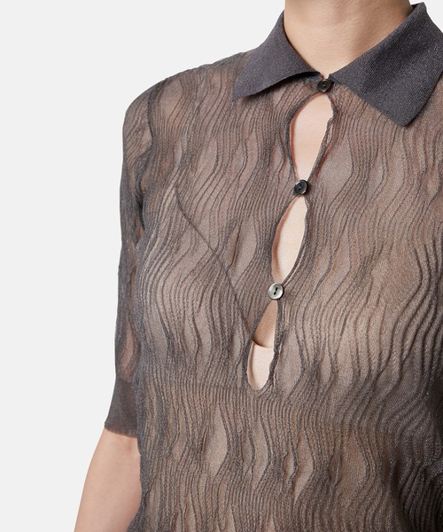 セール】ウェーブパターンニットポロ / Wave Pattern Knit Polo