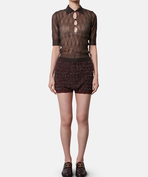 iRENE（アイレネ）の「ウェーブパターンニットポロ / Wave Pattern Knit Polo（ニット/セーター・レディース・ブラウン/グレー/アイボリー・36）」の20枚目の写真