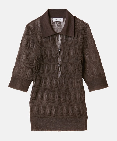ニット セーター ウェーブパターンニットポロ / Wave Pattern Knit Polo レディース セール】ウェーブパターンニットポロ / Wave Pattern Knit Polo