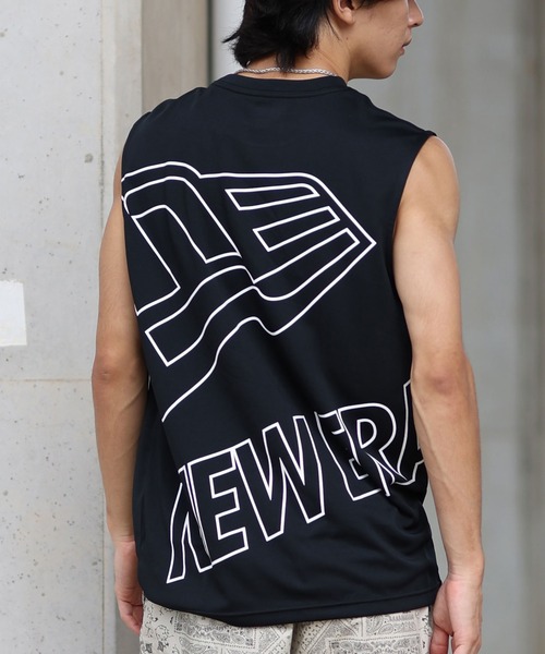 NEW ERA（ニューエラ）の「NEW ERA/ニューエラ タンクトップ バックプリント 速乾 14410167/14410168（タンクトップ・メンズ・ブラック/ホワイト・M/L/XL）」の2枚目の写真