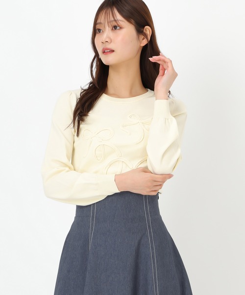 MISCH MASCH(ミッシュマッシュ)の「リボンコード刺繍ニット(ニット/セーター・レディース・イエロー/グリーン/ホワイト・フリ-)」の11枚目の写真