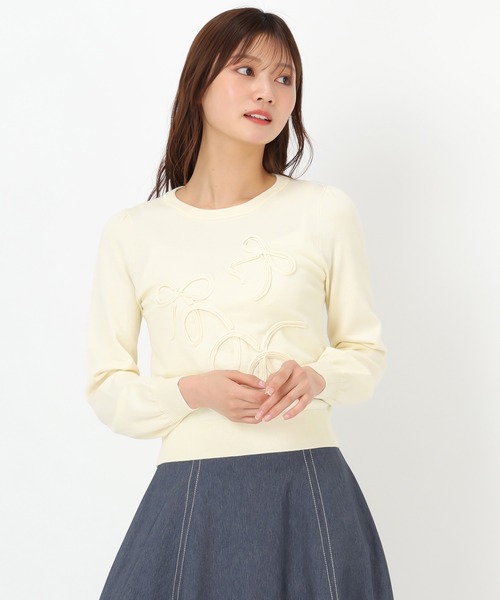 MISCH MASCH(ミッシュマッシュ)の「リボンコード刺繍ニット(ニット/セーター・レディース・イエロー/グリーン/ホワイト・フリ-)」の14枚目の写真