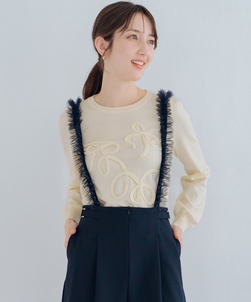 MISCH MASCH(ミッシュマッシュ)の「リボンコード刺繍ニット(ニット/セーター・レディース・イエロー/グリーン/ホワイト・フリ-)」の6枚目の写真