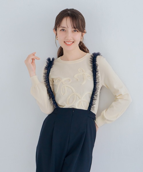 MISCH MASCH(ミッシュマッシュ)の「リボンコード刺繍ニット(ニット/セーター・レディース・イエロー/グリーン/ホワイト・フリ-)」の7枚目の写真