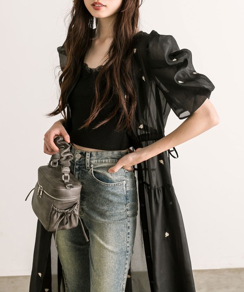 OLIVE des OLIVE（オリーブデオリーブ）の「ハート刺繍ワンピース（ワンピース・レディース・ブラック/ピンク/オフホワイト/サックスブルー/イエロー・FREE）」の10枚目の写真