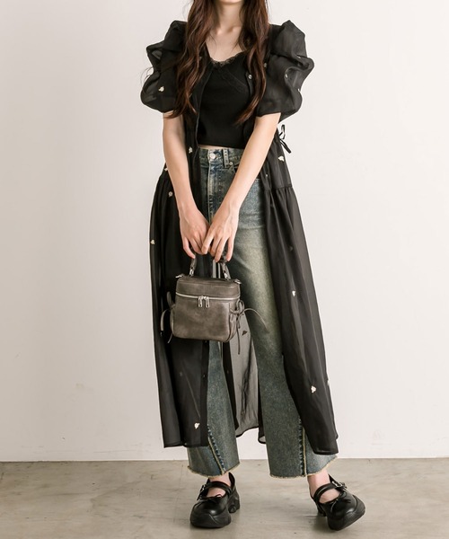 OLIVE des OLIVE（オリーブデオリーブ）の「ハート刺繍ワンピース（ワンピース・レディース・ブラック/ピンク/オフホワイト/サックスブルー/イエロー・FREE）」の11枚目の写真