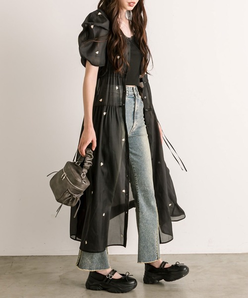 OLIVE des OLIVE（オリーブデオリーブ）の「ハート刺繍ワンピース（ワンピース・レディース・ブラック/ピンク/オフホワイト/サックスブルー/イエロー・FREE）」の12枚目の写真