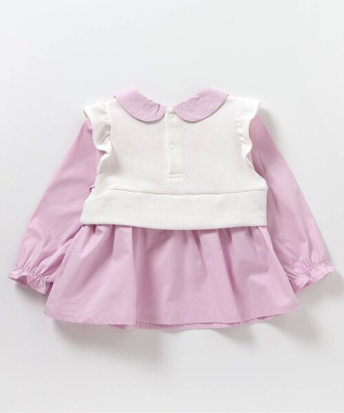 apres les cours（アプレレクール）の「【ジュニア対応】襟刺繍ベストドッキングトップス（シャツ/ブラウス・キッズ・ストライプ/ピンク・80/90/100/110/120/130/140）」の11枚目の写真