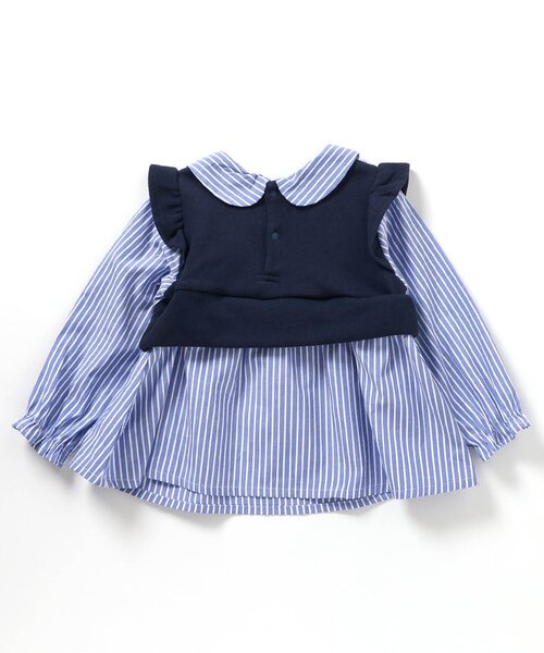 apres les cours（アプレレクール）の「【ジュニア対応】襟刺繍ベストドッキングトップス（シャツ/ブラウス・キッズ・ストライプ/ピンク・80/90/100/110/120/130/140）」の12枚目の写真