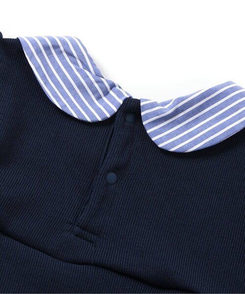 apres les cours（アプレレクール）の「【ジュニア対応】襟刺繍ベストドッキングトップス（シャツ/ブラウス・キッズ・ストライプ/ピンク・80/90/100/110/120/130/140）」の16枚目の写真