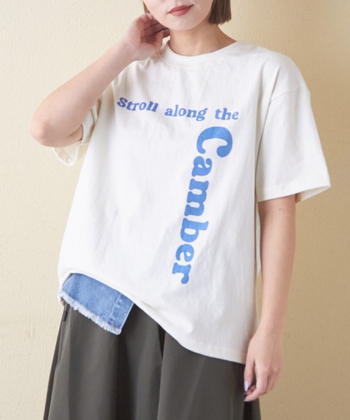 CUBE SUGAR(キューブシュガー)の「21/-OE天竺ハードウォッシュロゴプリントTシャツ(Tシャツ/カットソー・レディース・マルチ/ブラック/オレンジ/ナチュラル/ブルー・M)」の3枚目の写真