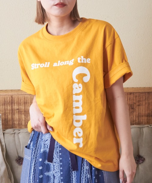 CUBE SUGAR(キューブシュガー)の「21/-OE天竺ハードウォッシュロゴプリントTシャツ(Tシャツ/カットソー・レディース・マルチ/ブラック/オレンジ/ナチュラル/ブルー・M)」の5枚目の写真