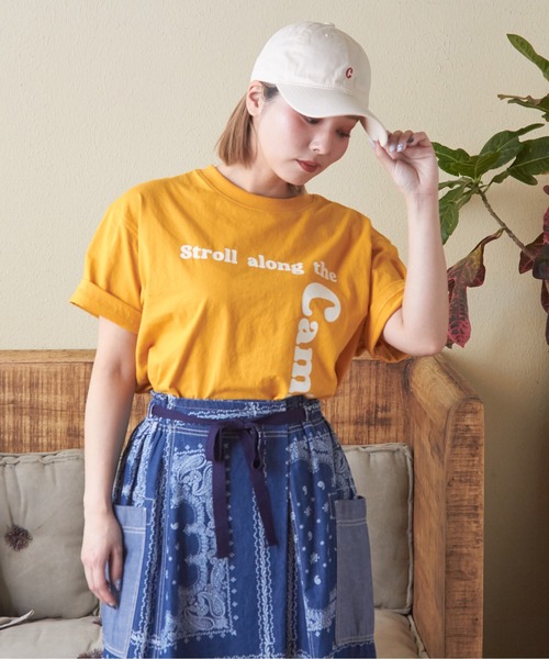 CUBE SUGAR(キューブシュガー)の「21/-OE天竺ハードウォッシュロゴプリントTシャツ(Tシャツ/カットソー・レディース・マルチ/ブラック/オレンジ/ナチュラル/ブルー・M)」の18枚目の写真