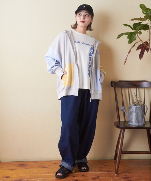 CUBE SUGAR(キューブシュガー)の「21/-OE天竺ハードウォッシュロゴプリントTシャツ(Tシャツ/カットソー・レディース・マルチ/ブラック/オレンジ/ナチュラル/ブルー・M)」の7枚目の写真
