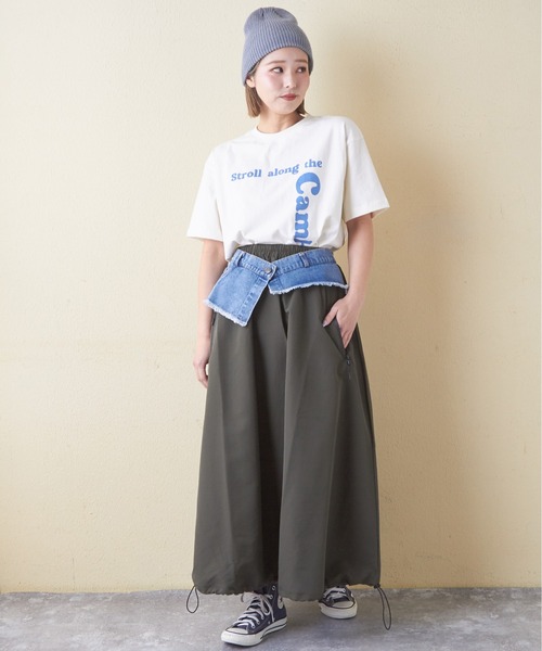 CUBE SUGAR(キューブシュガー)の「21/-OE天竺ハードウォッシュロゴプリントTシャツ(Tシャツ/カットソー・レディース・マルチ/ブラック/オレンジ/ナチュラル/ブルー・M)」の10枚目の写真