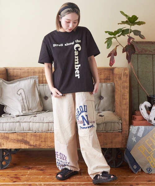 CUBE SUGAR(キューブシュガー)の「21/-OE天竺ハードウォッシュロゴプリントTシャツ(Tシャツ/カットソー・レディース・マルチ/ブラック/オレンジ/ナチュラル/ブルー・M)」の15枚目の写真