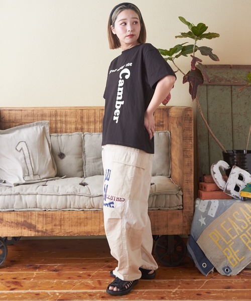 CUBE SUGAR(キューブシュガー)の「21/-OE天竺ハードウォッシュロゴプリントTシャツ(Tシャツ/カットソー・レディース・マルチ/ブラック/オレンジ/ナチュラル/ブルー・M)」の16枚目の写真