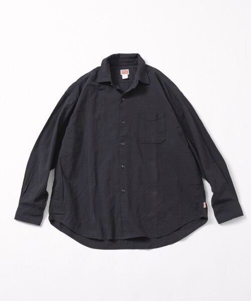 HINSON（ヒンソン）の「HINSON/ヒンソン レギュラーカラー ロングスリーブシャツ/シワ加工/リラックスフィット（シャツ/ブラウス・メンズ・ブラック/オフホワイト・MEDIUM/LARGE）」の3枚目の写真