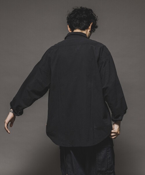 HINSON（ヒンソン）の「HINSON/ヒンソン レギュラーカラー ロングスリーブシャツ/シワ加工/リラックスフィット（シャツ/ブラウス・メンズ・ブラック/オフホワイト・MEDIUM/LARGE）」の12枚目の写真