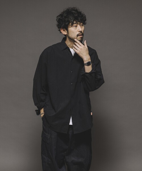 HINSON（ヒンソン）の「HINSON/ヒンソン レギュラーカラー ロングスリーブシャツ/シワ加工/リラックスフィット（シャツ/ブラウス・メンズ・ブラック/オフホワイト・MEDIUM/LARGE）」の13枚目の写真