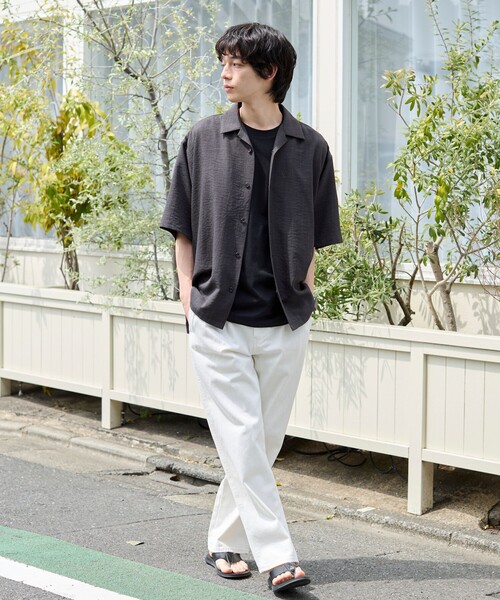 coen（コーエン）の「リネンライクオープンカラーシャツ（シャツ/ブラウス・メンズ・ダークグレー/ナチュラル/ブラウン/コバルトブルー・L/M/S/XL）」の5枚目の写真