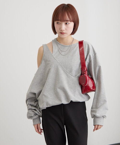 mline（エムライン）の「[mline]マルチビッグスウェット（Tシャツ/カットソー・レディース・グレー/チャコールグレー/イエロー・FREE）」の2枚目の写真