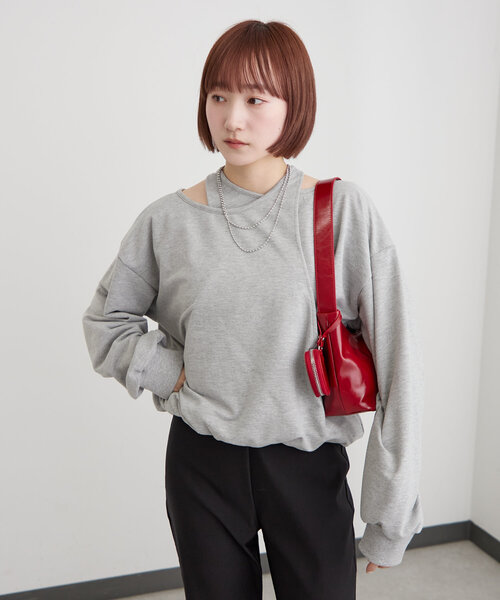 mline（エムライン）の「[mline]マルチビッグスウェット（Tシャツ/カットソー・レディース・グレー/チャコールグレー/イエロー・FREE）」の13枚目の写真