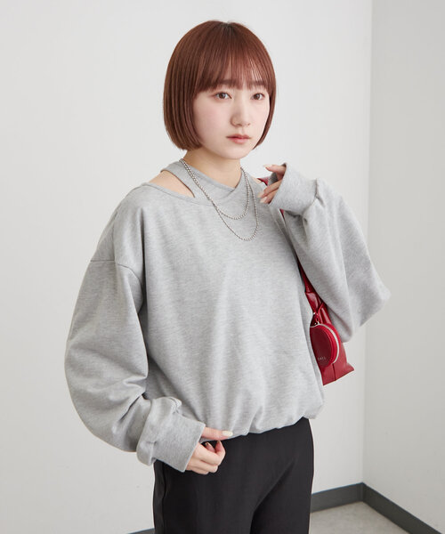 mline（エムライン）の「[mline]マルチビッグスウェット（Tシャツ/カットソー・レディース・グレー/チャコールグレー/イエロー・FREE）」の14枚目の写真