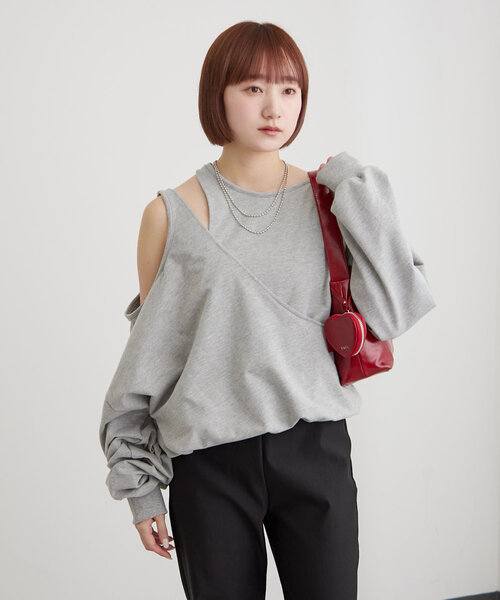 mline（エムライン）の「[mline]マルチビッグスウェット（Tシャツ/カットソー・レディース・グレー/チャコールグレー/イエロー・FREE）」の16枚目の写真