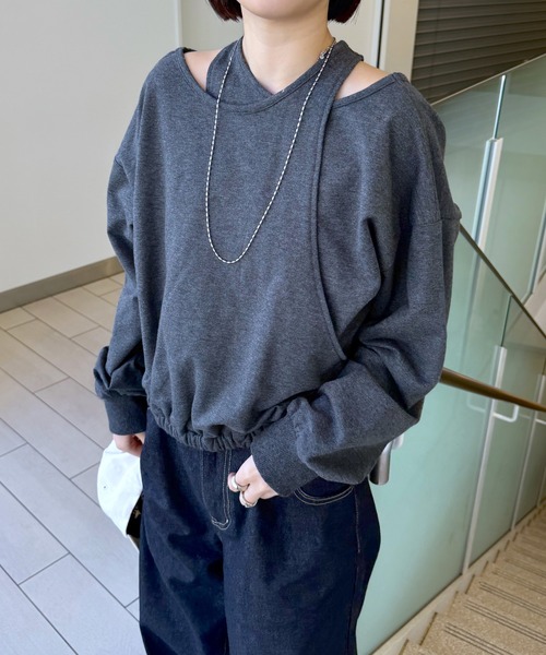 mline（エムライン）の「[mline]マルチビッグスウェット（Tシャツ/カットソー・レディース・グレー/チャコールグレー/イエロー・FREE）」の12枚目の写真