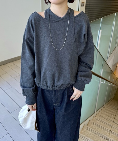 mline（エムライン）の「[mline]マルチビッグスウェット（Tシャツ/カットソー・レディース・グレー/チャコールグレー/イエロー・FREE）」の7枚目の写真