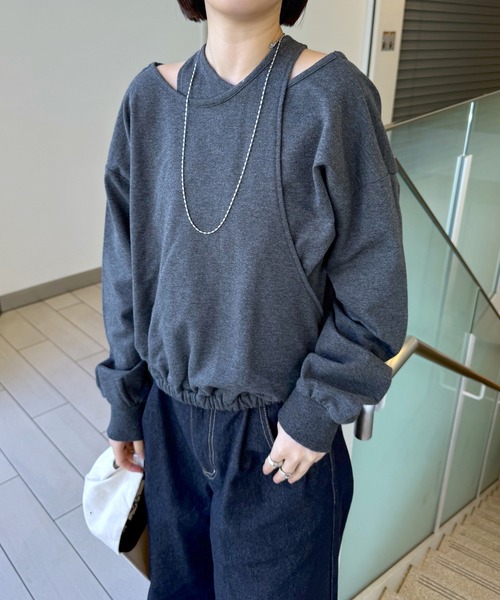 mline（エムライン）の「[mline]マルチビッグスウェット（Tシャツ/カットソー・レディース・グレー/チャコールグレー/イエロー・FREE）」の8枚目の写真