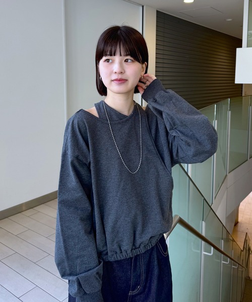 mline（エムライン）の「[mline]マルチビッグスウェット（Tシャツ/カットソー・レディース・グレー/チャコールグレー/イエロー・FREE）」の9枚目の写真
