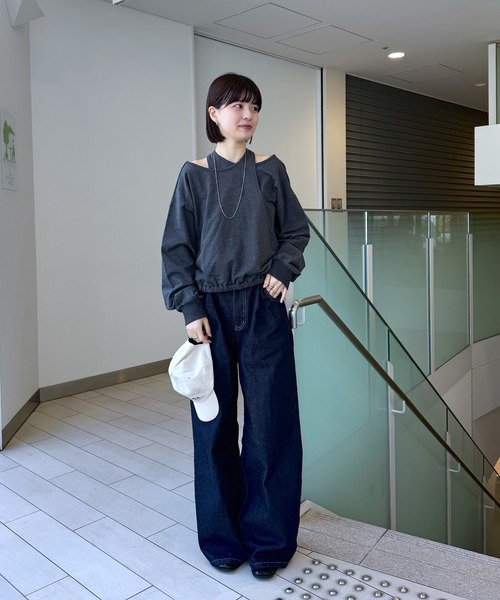 mline（エムライン）の「[mline]マルチビッグスウェット（Tシャツ/カットソー・レディース・グレー/チャコールグレー/イエロー・FREE）」の11枚目の写真